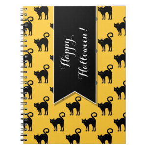 Halloween Black Cat Pattern Custom Notebook