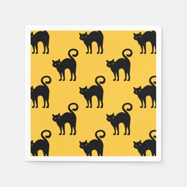 Halloween Black Cat Pattern Paper Napkins (Front)