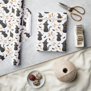 Halloween Black Cat Pattern - Witchy Cat  Wrapping Paper