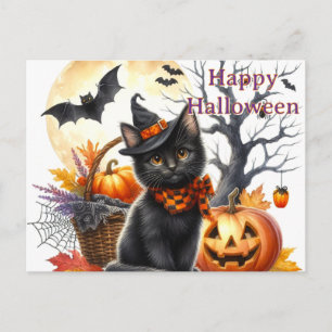 Halloween Black Cat Postcard