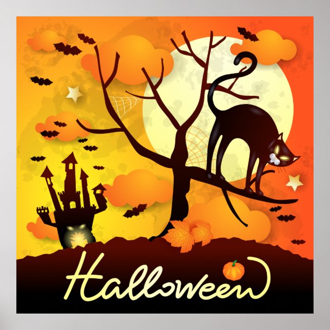 Halloween Black Cat Poster (Front)