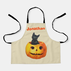 Halloween Black Cat Pumpkin Custom kid Apron