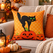 Halloween Black Cat Pumpkin Jack O' Lantern