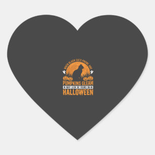 Halloween Black Cat Pumpkin Moon Design_1 Heart Sticker