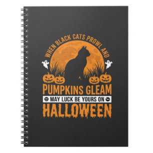 Halloween Black Cat Pumpkin Moon Design_1 Notebook