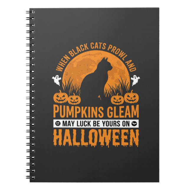 Halloween Black Cat Pumpkin Moon Design_1 Notebook (Front)
