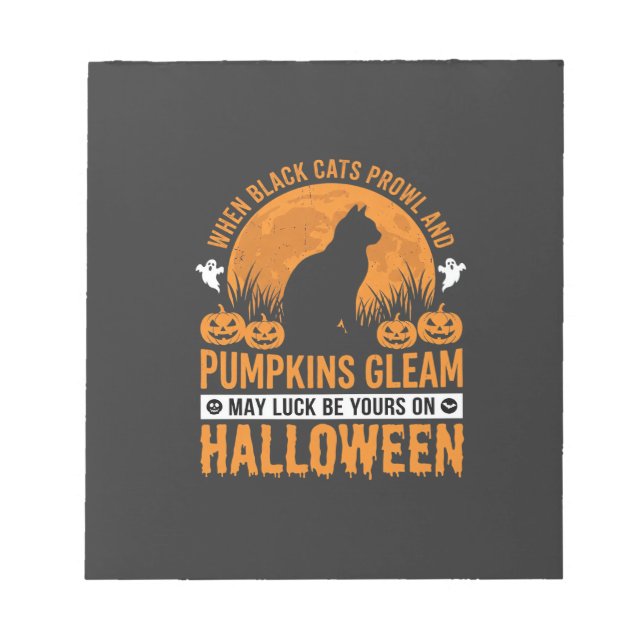 Halloween Black Cat Pumpkin Moon Design_1 Notepad (Front)