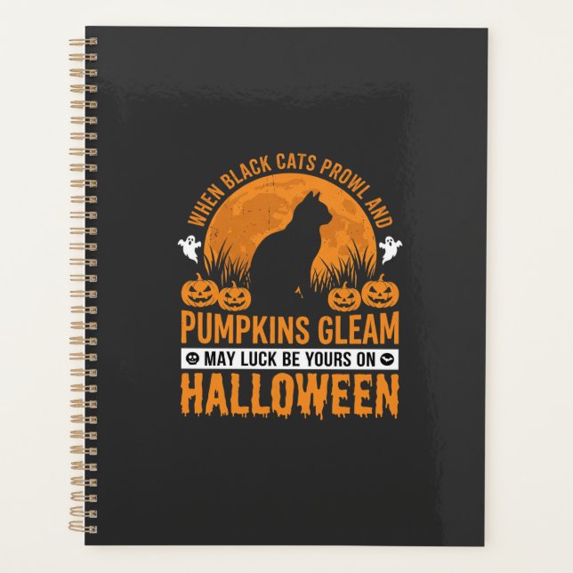 Halloween Black Cat Pumpkin Moon Design_1 Planner (Front)