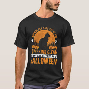 Halloween Black Cat Pumpkin Moon Design_1 T-Shirt
