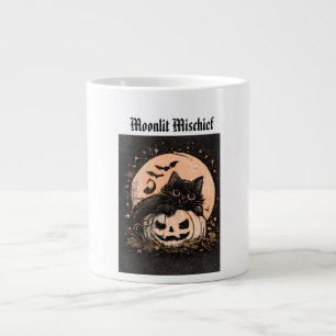 Halloween Black Cat & Pumpkin Moonlight  Large Coffee Mug