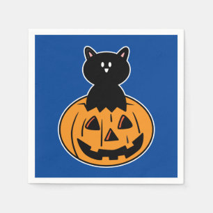 Halloween Black Cat Pumpkin Paper Napkin