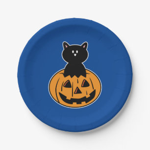 Halloween Black Cat Pumpkin Party Paper Plates