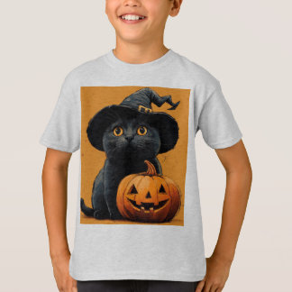 Halloween Black Cat Pumpkin Spooky Season T-Shirt