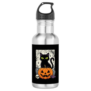 Halloween Black Cat Pumpkin Vector Design 532 Ml Water Bottle