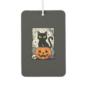 Halloween Black Cat Pumpkin Vector Design Car Air Freshener