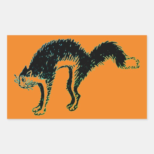 Halloween Black Cat Rectangle Sticker (Front)