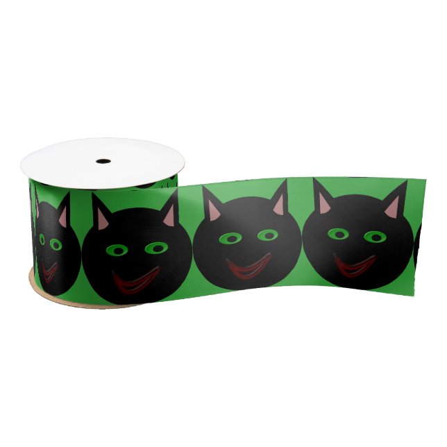 Halloween Black Cat Ribbon Satin Ribbon (Spool)