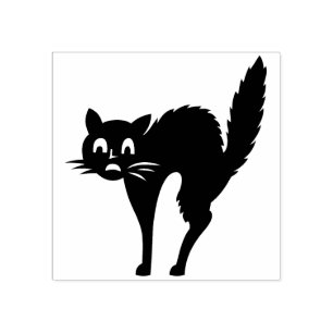Halloween black cat rubber stamp