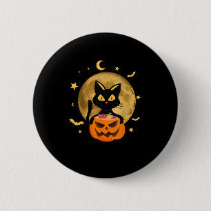 Halloween Black Cat Scary Pumpkin On the Moon Men  6 Cm Round Badge
