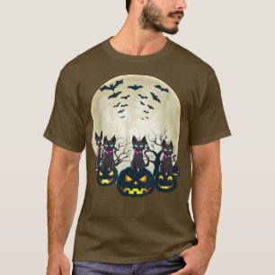 Halloween Black Cat Scary Pumpkin On the Moon Men T-Shirt