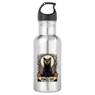Halloween Black Cat Shirt Vintage Fangs Design_1 532 Ml Water Bottle