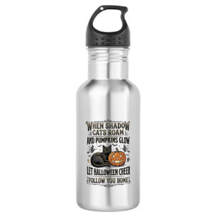 Halloween Black Cat Shirt Vintage Pumpkin Engravin 532 Ml Water Bottle