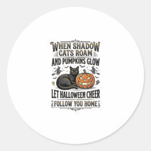 Halloween Black Cat Shirt Vintage Pumpkin Engravin Classic Round Sticker