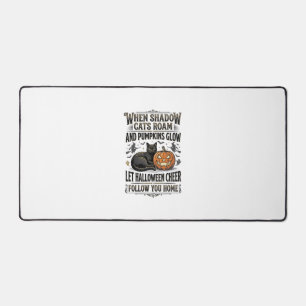Halloween Black Cat Shirt Vintage Pumpkin Engravin Desk Mat