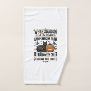 Halloween Black Cat Shirt Vintage Pumpkin Engravin Hand Towel