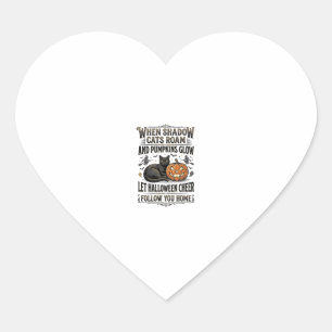 Halloween Black Cat Shirt Vintage Pumpkin Engravin Heart Sticker