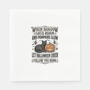 Halloween Black Cat Shirt Vintage Pumpkin Engravin Napkin