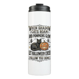 Halloween Black Cat Shirt Vintage Pumpkin Engravin Thermal Tumbler