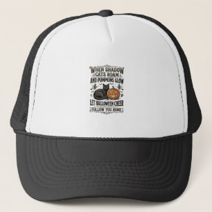 Halloween Black Cat Shirt Vintage Pumpkin Engravin Trucker Hat