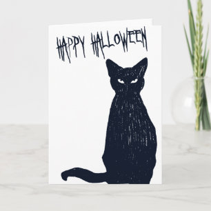 Halloween Black Cat Silhouette Card