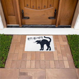Halloween Black Cat Silhouette Doormat