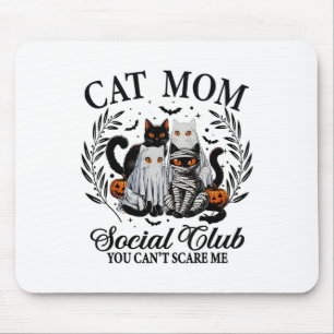 Halloween Black Cat Social Club Gothic Spooky Cat Mouse Mat