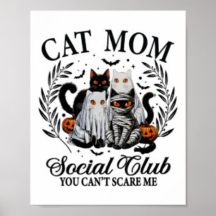Halloween Black Cat Social Club Gothic Spooky Cat  Poster