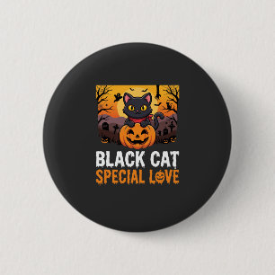 Halloween Black Cat Special Love Pumpkin Design 6 Cm Round Badge