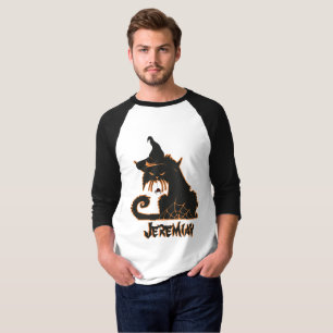 Halloween Black Cat Spooky Spiders T-Shirt