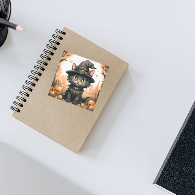 Halloween Black cat Square Sticker (Creator Uploaded)