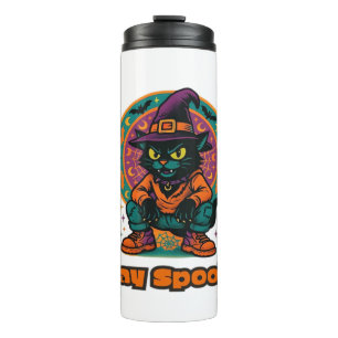 Halloween Black Cat – Stay Spooky Retro Witch Cat  Thermal Tumbler