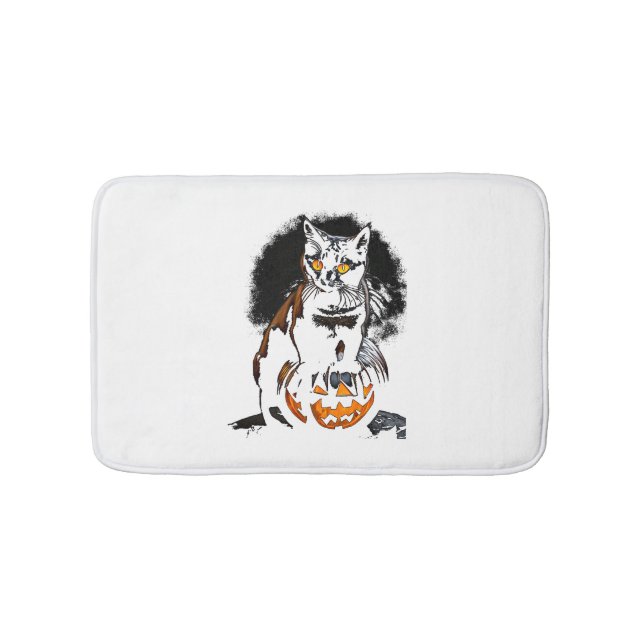 Halloween Black Cat Sticker1 Bath Mat (Front)