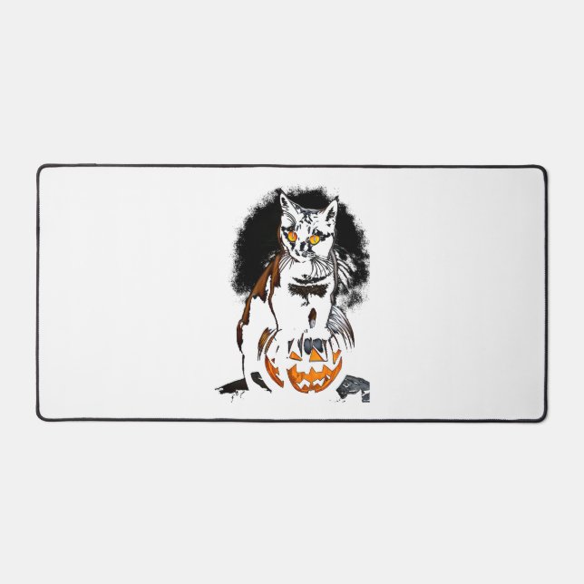 Halloween Black Cat Sticker1 Desk Mat (Front)