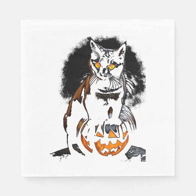 Halloween Black Cat Sticker1 Napkin (Front)