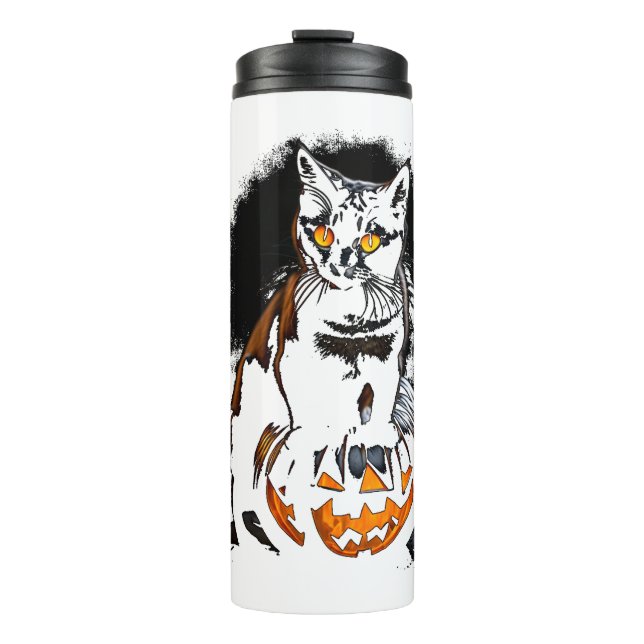Halloween Black Cat Sticker1 Thermal Tumbler (Front)
