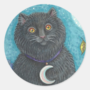 HALLOWEEN BLACK CAT STICKERS SHEET Round