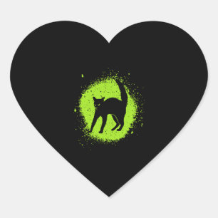 Halloween Black Cat Superstition Scaredy Cats Heart Sticker