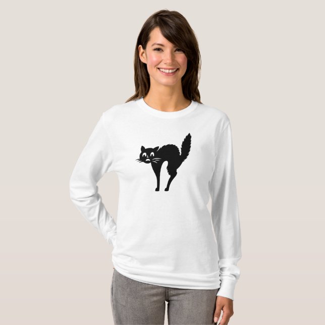 HALLOWEEN BLACK CAT  T-Shirt (Front Full)