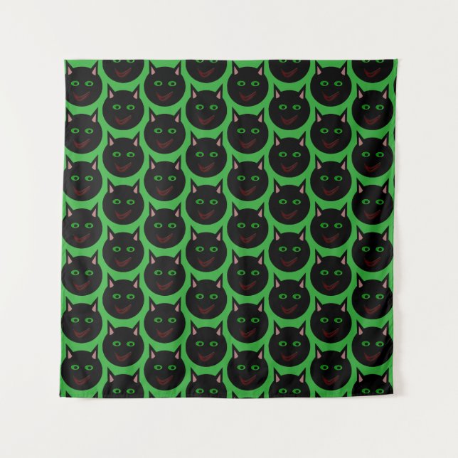 Halloween Black Cat Tapestry (Front (Horizontal))