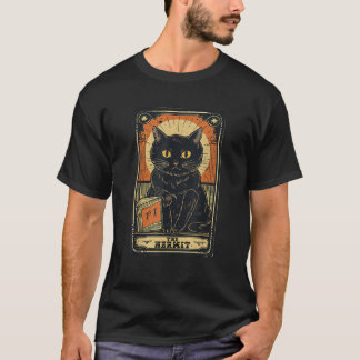 Halloween Black Cat The Hermit Tarot Card Reader W T-Shirt